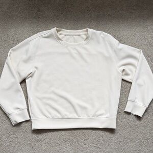 A New Day Women's Sandwash Pullover Sweatshirt Size Small Cream Sporty Crewneck